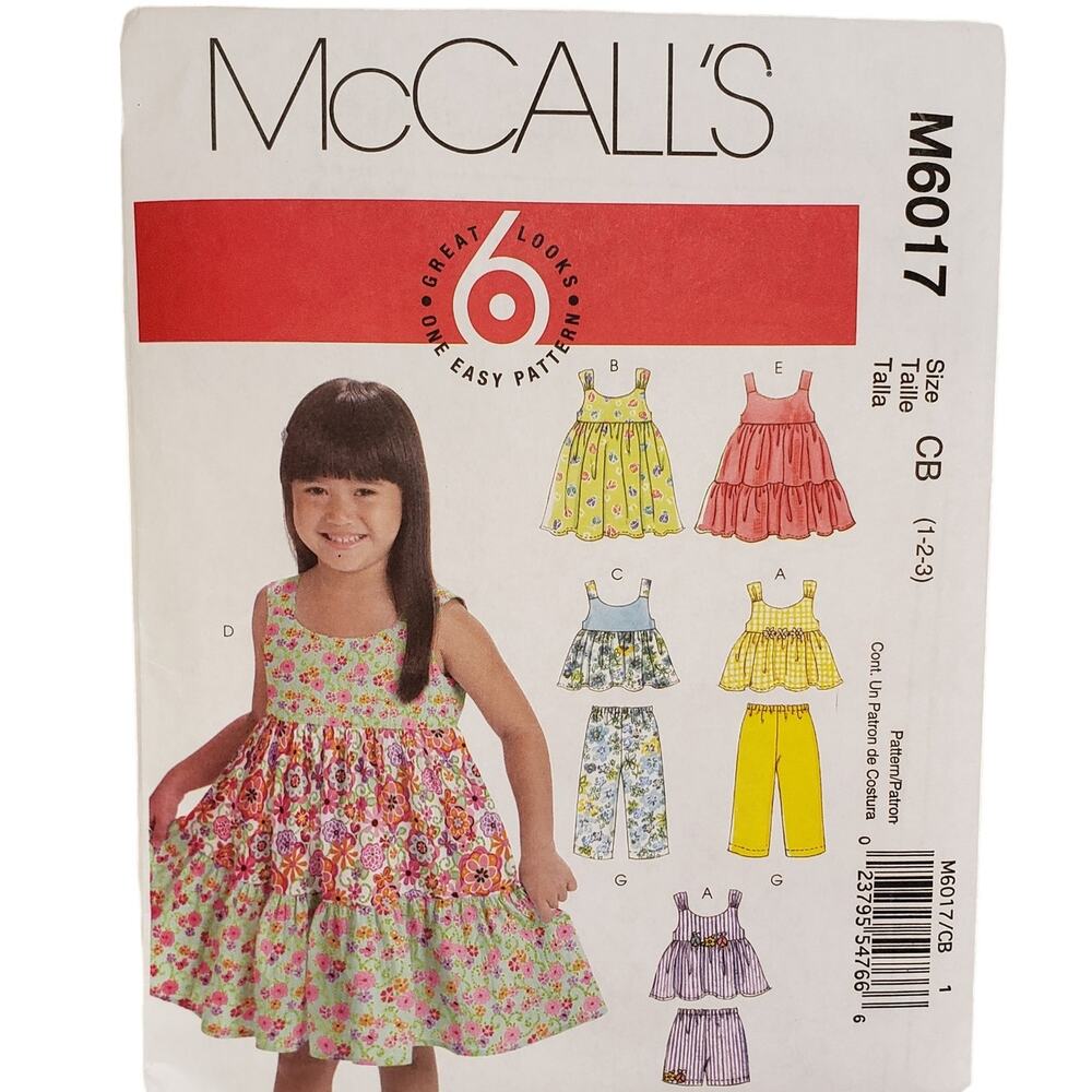 McCalls Sewing Pattern Toddler Dresses Tops Shorts Pants Childrens UNCUT